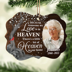 A Little Bit Of Heaven In Our Home - Memorial Personalized Custom Ornament - Wood Benelux Shaped - Upload Image, Sympathy Gift, Christmas Gift For Family