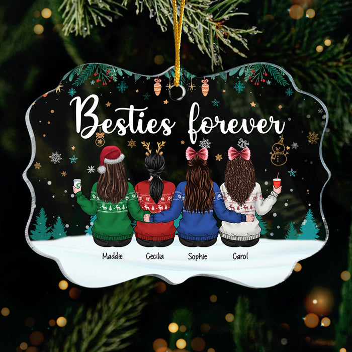 Christmas Bestie Forever - Personalized Custom Benelux Shaped Acrylic Christmas Ornament - Gift For Bestie, Best Friend, Sister, Birthday Gift For Bestie And Friend, Christmas Gift