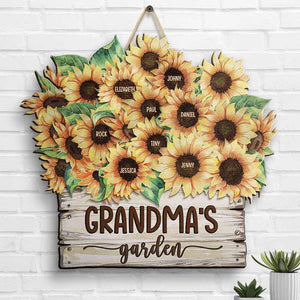 Grandma's Little Garden - Personalized Shaped Wood Sign - Gift For Grandma, Grandparents