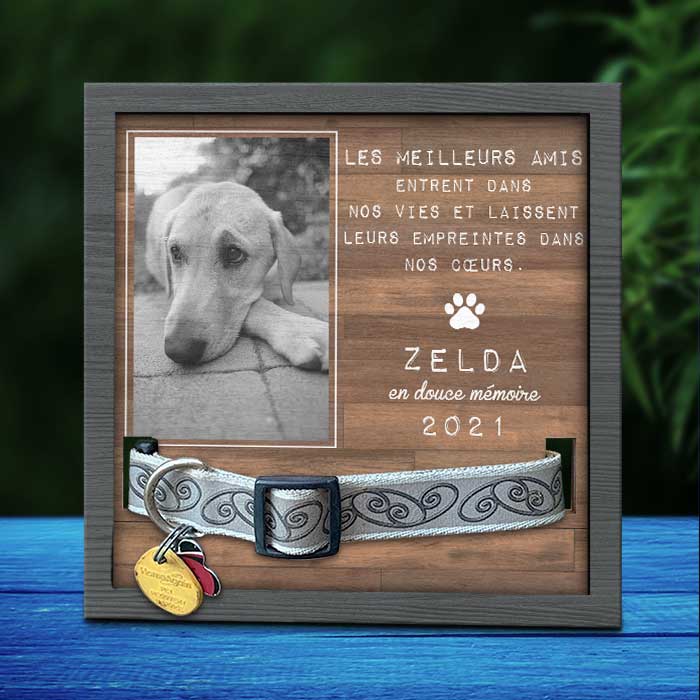 Les Meilleurs Amis Entrent Dans Nos Vies Et Laissent Leurs Empreintes Dans Nos Cœurs - Memorial Personalized Custom Pet Loss Sign, Collar Frame - Upload Image, Sympathy Gift, Gift For Pet Owners, Pet Lovers Français