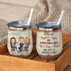 Our Laughs Are Limitless - Bestie Personalized Custom Wine Tumbler - Christmas Gift For Best Friends, BFF, Sisters