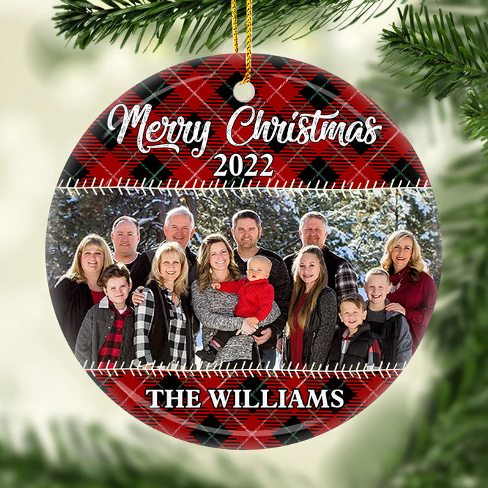 Joyeux Noël - Décoration de Noël ronde personnalisée en céramique avec photo - Télécharger une image, cadeau pour la famille, cadeau de Noël