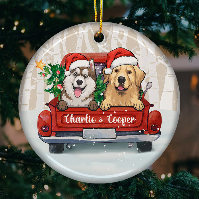 Special Delivery Loads Of Love - Personalized Custom Round Shaped Ceramic Christmas Ornament - Gift For Pet Lovers, Christmas Gift