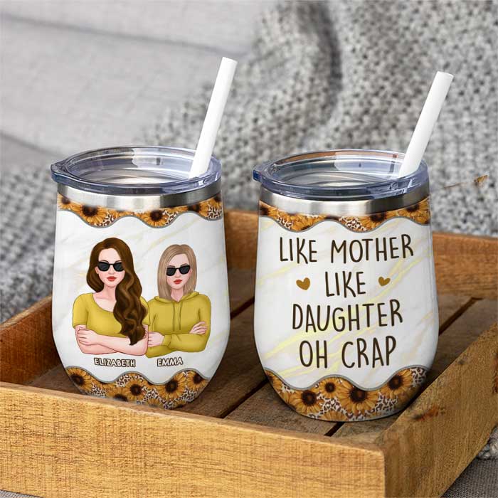 Personalized Tumbler - Gift For Mom & Daughter - Like Mother Like Daughter  Oh Crap