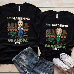 Best Gardening Grandpa Grandma Ever - Personalized Matching Couple T-Shirt - Gift For Couple, Husband Wife, Grandparents