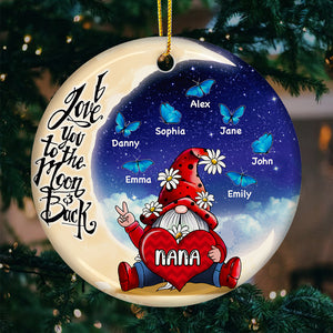 I Love You To The Moon & Back - Personalized Custom Round Shaped Ceramic Christmas Ornament - Gift For Grandma, Grandparents, Christmas Gift