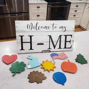 Welcome to My/Our Home - Seasonal Door Hanger, Family Welcome Sign With 7, 9 Or 12 Interchangeable Pieces - Gifts for Family, New Homeowners