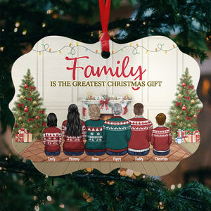 The Greatest Christmas Gift Is Family - Personalized Custom Benelux Shaped Wood/Aluminum Christmas Ornament - Gift For Family, Christmas Gift