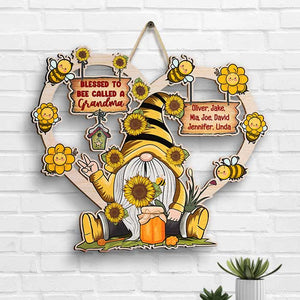 Blessed To Bee Called A Grandma - Personalized Shaped Wood Sign - Gift For Grandma, Grandparents
