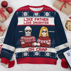Like Parents Like Child - Personalized Custom Unisex Ugly Christmas Sweatshirt, Wool Sweatshirt, All-Over-Print Sweatshirt - Gift For Family, Christmas Gift