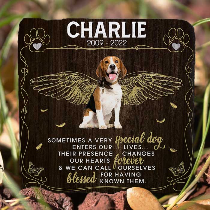 Their Presence Changes Our Hearts Forever - Personalized Memorial Stone, Pet Grave Marker - Upload Image, Memorial Gift, Sympathy Gift