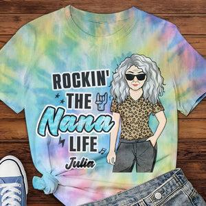 Rockin' The Nana Life - Personalized Unisex All-Over Printed T-Shirt.