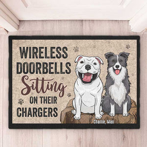 Wireless Doorbells Sitting On Their Chargers - Personalized Decorative Mat - Gift For Pet Lovers, Pet Owners, Pet Gift