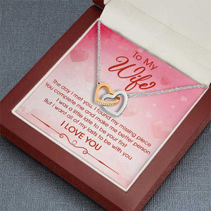 To My The Day I Met You I Found My Missing Piece - Gift For Couples, Husband Wife, Personalized Interlocking Hearts Necklace.