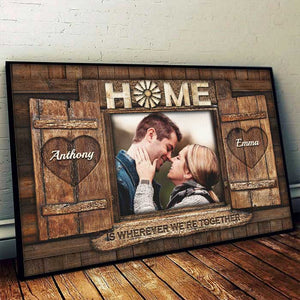 Home Is Wherever We Are Together - Upload Image, Gift For Couples, Husband Wife - Personalized Horizontal Poster