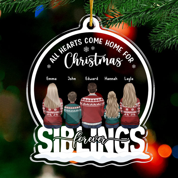 This Is Us - Our Life, Our Story, Our Home - Family Personalized Custom Ornament - Acrylic Snow Globe Shaped - Christmas Gift For Siblings, Brothers, Sisters, Cousins