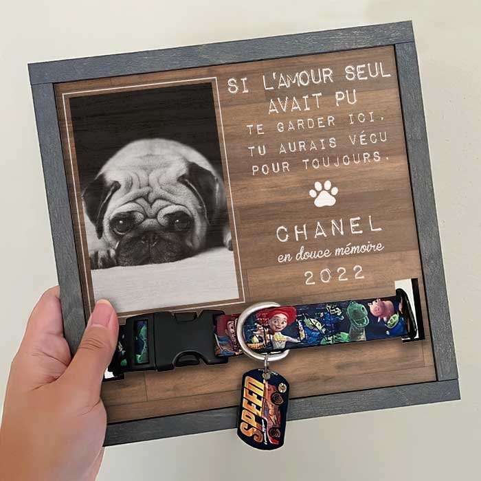 Les Meilleurs Amis Entrent Dans Nos Vies Et Laissent Leurs Empreintes Dans Nos Cœurs - Memorial Personalized Custom Pet Loss Sign, Collar Frame - Upload Image, Sympathy Gift, Gift For Pet Owners, Pet Lovers Français