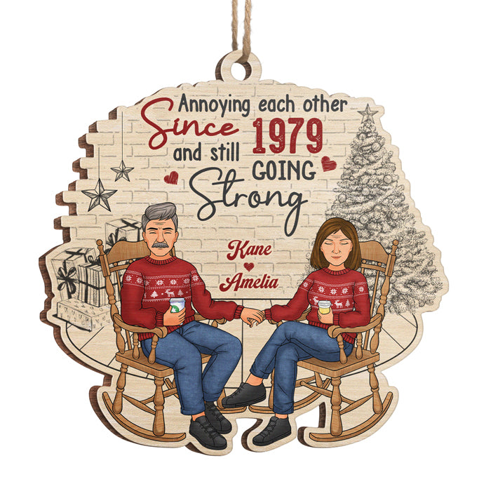 Annoying Each Other Since That Moment - Couple Personalized Custom Ornament - Wood Benelux Shaped - Christmas Gift For Husband Wife, Anniversary