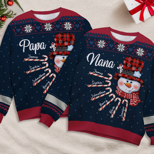 Nana's Candy Cane Cuties - Family Personalized Custom Ugly Sweatshirt - Unisex Wool Jumper - Christmas Gift For Grandma, Grandparents