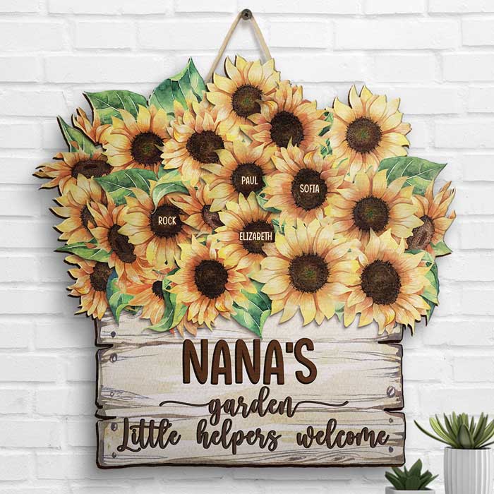 Grandma's Garden Little Helpers Welcome - Personalized Shaped Wood Sig -  Pawfect House