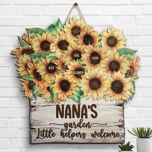 Grandma's Garden Little Helpers Welcome - Personalized Shaped Wood Sign - Gift For Grandma, Grandparents