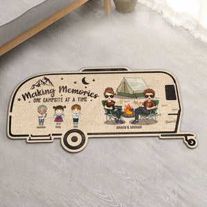 Making Memories One Campsite - Personalized Shaped Decorative Mat - Gift For Couples, Gift For Camping Lovers
