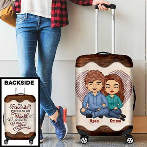 My Favorite Place In All The World Is Next To You - Gift For Couples, Husband Wife - Personalized Luggage Cover