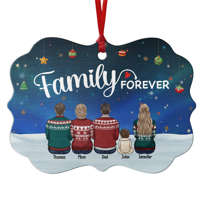 I Love My Family Forever - Family Personalized Custom Ornament - Aluminum Benelux Shaped - Christmas Gift For Siblings, Brothers, Sisters, Cousins