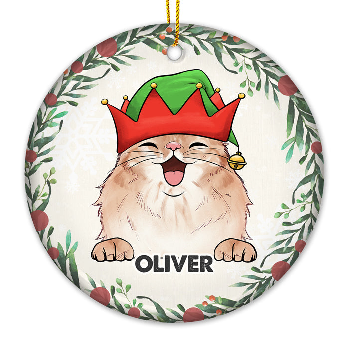 Happy Christmas With Fur Baby - Dog & Cat Personalized Custom Ornament - Ceramic Round Shaped - Christmas Gift For Pet Owners, Pet Lovers