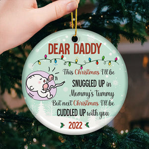 Next Christmas I‚ll Be Cuddled Up With You - Personalized Custom Round Shaped Ceramic Christmas Ornament - Gift For Dad, Christmas Gift