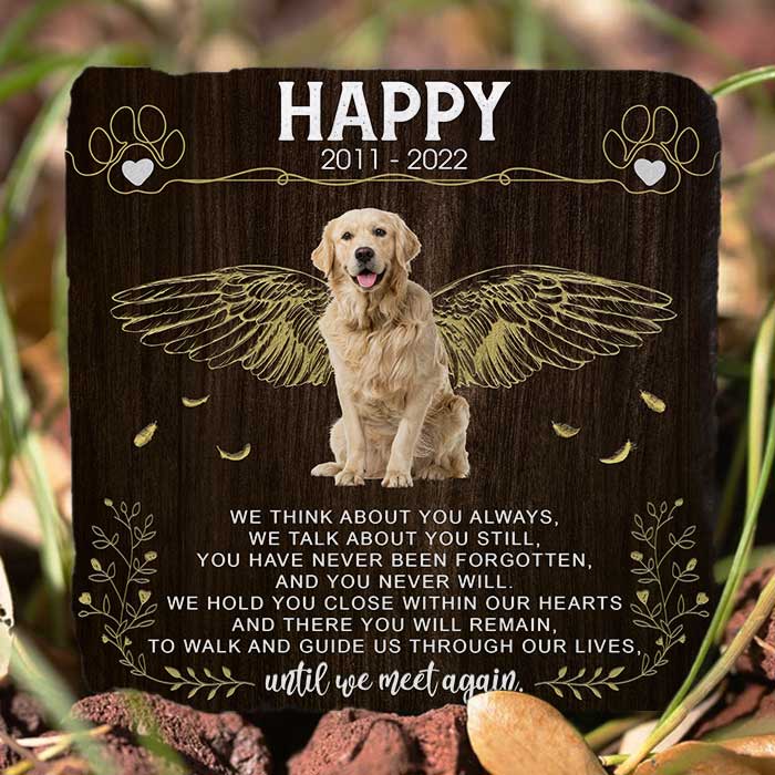 We Think About You Always - Personalized Memorial Stone, Pet Grave Marker - Upload Image, Memorial Gift, Sympathy Gift