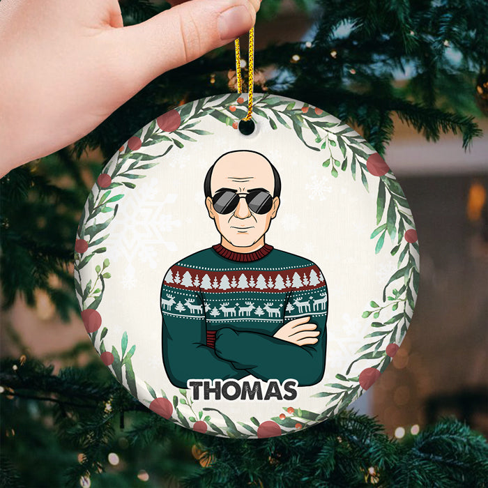 Happy Christmas With Family - Family Personalized Custom Ornament - Ceramic Round Shaped - Christmas Gift For Family Members