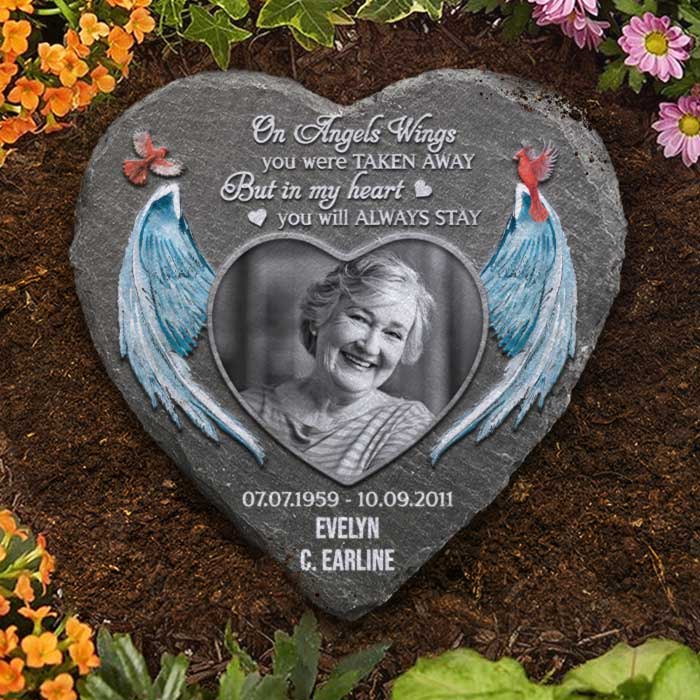 In My Heart You Will Always Stay - Personalized Memorial Stone, Human Grave Marker - Upload Image, Memorial Gift, Sympathy Gift