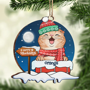 Home For The Pawlidays - Dog & Cat Personalized Custom Ornament - Wood Unique Shaped - Christmas Gift For Pet Owners, Pet Lovers