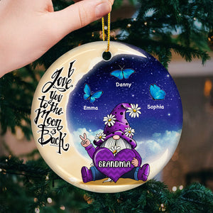 I Love You To The Moon & Back - Personalized Custom Round Shaped Ceramic Christmas Ornament - Gift For Grandma, Grandparents, Christmas Gift
