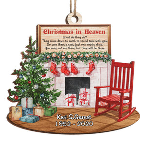 Christmas In Heaven - Memorial Personalized Custom Ornament - Wood Unique Shaped - Sympathy Gift, Christmas Gift For Family Members