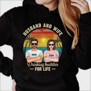 Husband & Wife Drinking Buddies for Life - Personalized Shirt Women Tee / Black / M