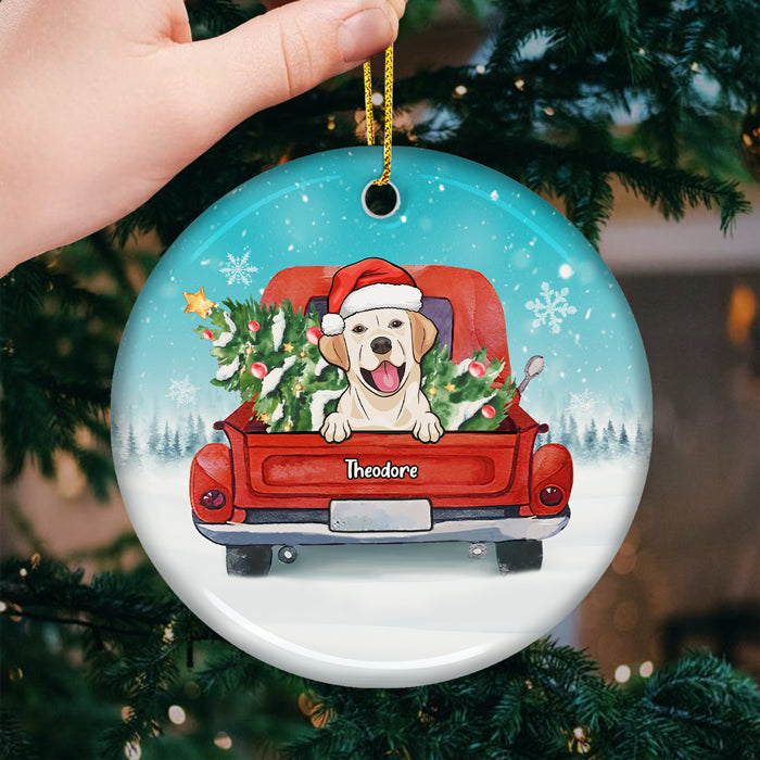 Wishing You Loads Of Holiday Cheer - Personalized Custom Round Shaped Ceramic Christmas Ornament - Gift For Pet Lovers, Christmas Gift
