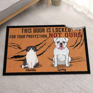 This Door Is Locked For Your Protection - Personalized Shaped Decorative Mat - Gift For Pet Lovers, Pet Owners, Pet Gift