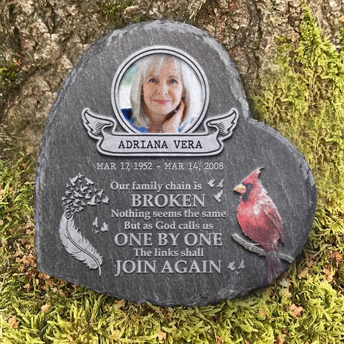 As God Calls Us One By One The Links Shall Join Again - Personalized Memorial Stone, Human Grave Marker - Upload Image, Memorial Gift, Sympathy Gift