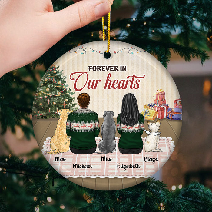 Forever In Our Hearts Forever Loved - Personalized Custom Round Shaped Ceramic Christmas Ornament - Memorial Gift, Sympathy Gift, Christmas Gift