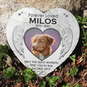 May The Sun's Warmth Find You In This Sacred Spot - Personalized Memorial Stone, Pet Grave Marker - Upload Image, Memorial Gift, Sympathy Gift