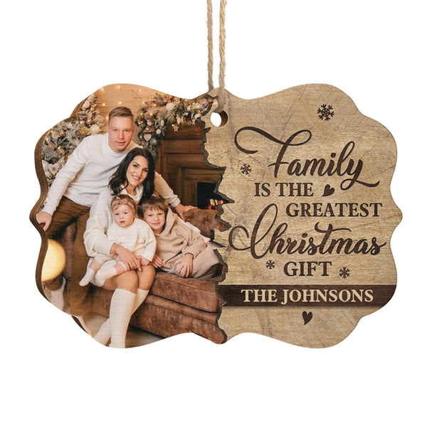 The Greatest Gift Of All Is Family - Family Personalized Custom Ornament Aluminum Benelux Shaped Christmas Gift For Family Members