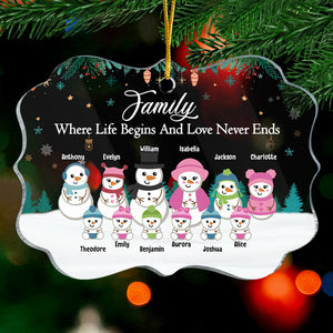 Family Where Life Begins - Personalized Custom Benelux Shaped Acrylic Christmas Ornament - Gift For Family, Christmas Gift