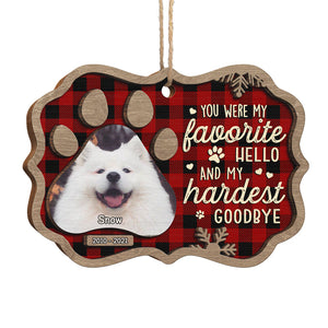 Favorite Hello And Hardest Goodbye - Personalized Custom Benelux Shaped Wood Photo Christmas Ornament - Upload Image, Memorial Gift, Sympathy Gift, Christmas Gift