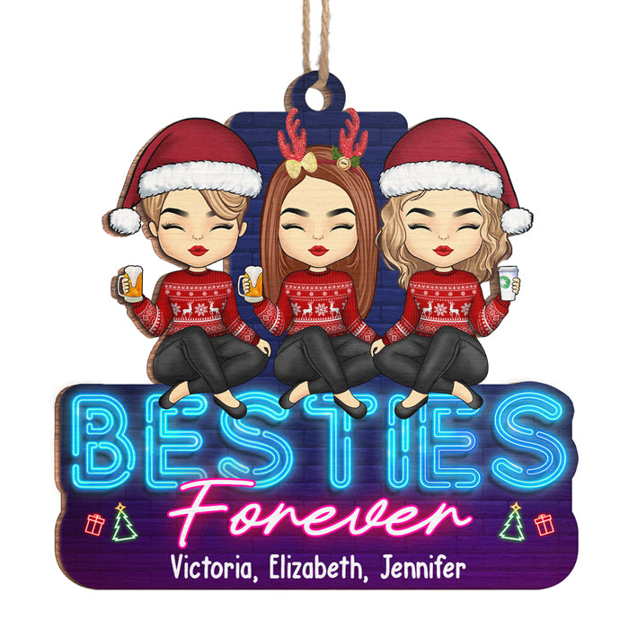 Bestie Forever & Always - Bestie Personalized Custom Ornament - Wood Unique Shaped - Christmas Gift For Best Friends, BFF, Sisters
