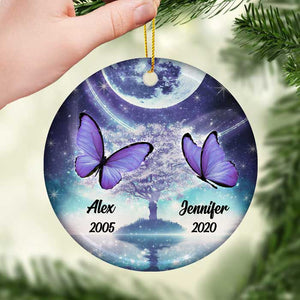 Your Wings Were Ready But Our Hearts Were Not - Personalized Custom Round Shaped Ceramic Christmas Ornament - Memorial Gift, Sympathy Gift, Christmas Gift
