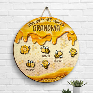 Blessed To Bee Called A Nana - Personalized Shaped Wood Sign - Gift For Grandma, Grandparents