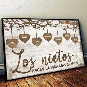 Los Nietos Hacen La Vida Más Grande - Personalized Horizontal Poster Spanish.
