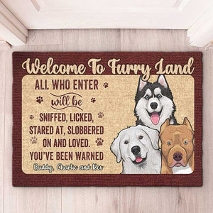 Welcome To Furry Land You’ve Been Warned - Personalized Decorative Mat - Gift For Dog Lovers, Dog Owners, Dog Gift, Gift For Pet Lovers